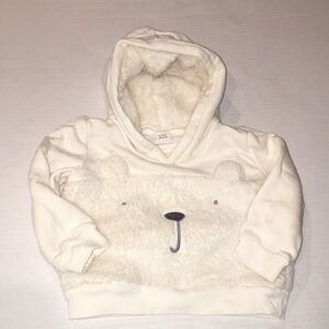 Gap Baby Cozy White Bear Appliqué Baby Hooded Sweatshirt | Size 12-18 Months